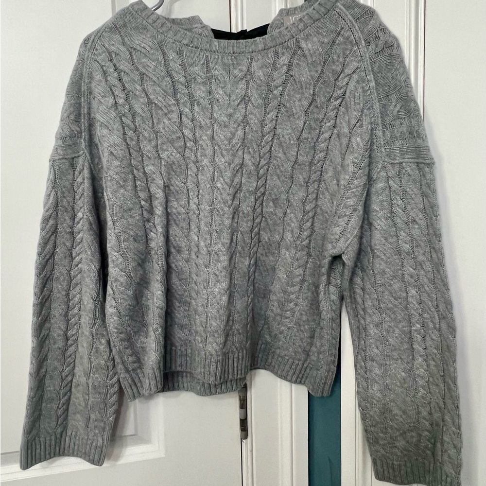 J. Crew Elegant Gray Cable Knit Sweater